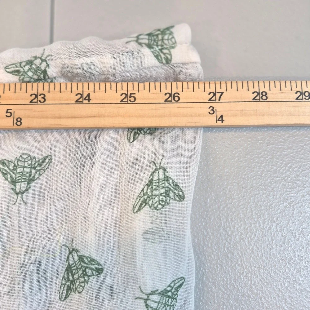White Infinity Scarf Green Cicada Moth Insect Print Lightweight Gauze Loop Scarf
